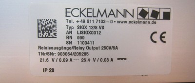 Eckelmann Erweiterungsmodul  Typ SIOX 12/8 VS Gebraucht in gutem Zustand iO.