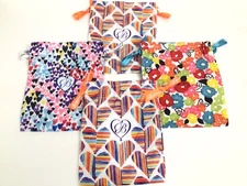 Lot Of 4 Brighton Cloth Jewelry Drawstring Gift Pouch Bag Hearts Flowers Floral