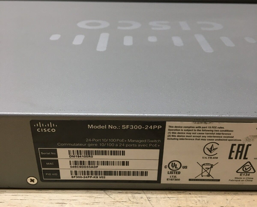 Cisco SF300-24PP 24-Port 10/100 PoE+ Managed Switch - Picture 8 of 10