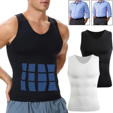 Men's Compression Shirt Slimming V-Neck Body Shaper Vest Belly Control Shapewear