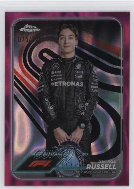 2024 Chrome Formula 1 F1 Drivers Fuchsia Lava Refractor 75/225 George Russell #5
