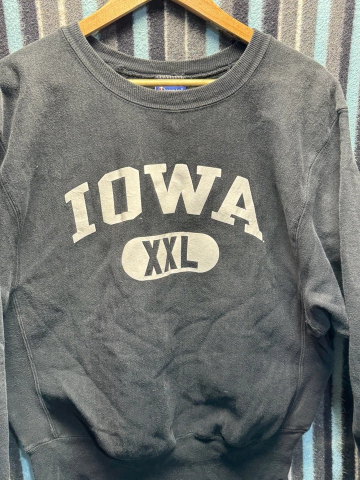 Vintage 90’s Champion Reverse Weave Iowa Hawks Sweatshirt Mens Size M “FADED BLK - Image 2 of 4