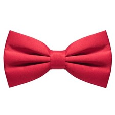 Mens Solid Color Pre-tied Bow Tie Adjustable Bowtie Red