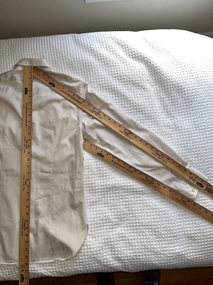 Etiqueta roxa masculina Ralph Lauren tamanho. Camisa S Cream L/S 100% algodão feita na Itália - Imagem 3 de 4