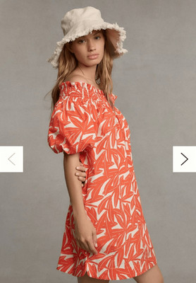 Anthropologie WHIT TWO Banana Leaf Off-The-Shoulder Tunic Dress Size Small