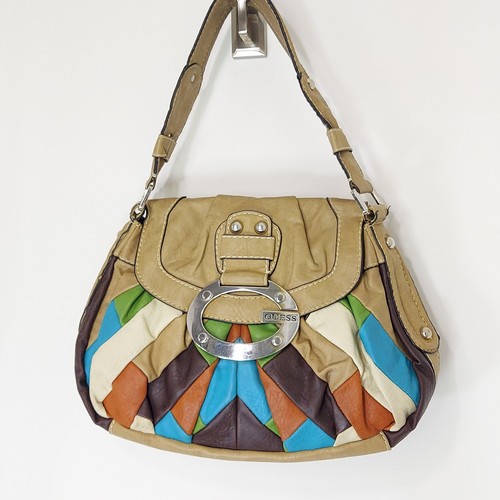 Guess Patchwork Leather Purse Hobo Vintage 90's Y2K Shoulder Bag G Monogram - Picture 11 of 18