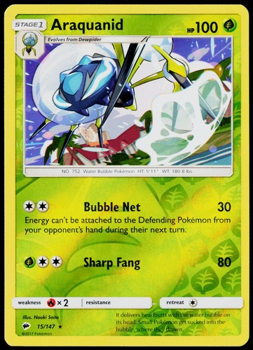 Araquanid 15/147 SM - Burning Shadows NM Reverse Holofoil
