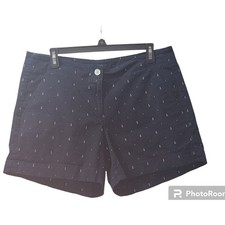 Nautica Anchor Print Shorts Cuffed Hem Casual Summer Navy Blue Size M