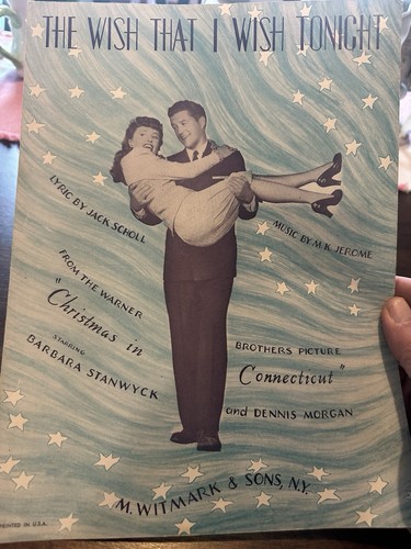 N Barbara Stanwyck 1945 Christmas In Connecticut Movie Sheet Music