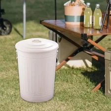 Metal Trash Can with Two Handles Multipurpose Round for Farm Garden Kitchen