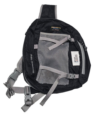 LL Bean Stowaway Sling Crossbody Backpack Commuter Daypack Travel Bag Black Grey