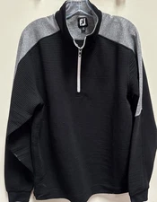 Footjoy Mens Pullover Quarter Zip Polyester Shirt Large Black 