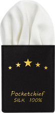 Pre-Folded White Silk Pocket Square with Holder Men  s Suit Jacket Handkerchief