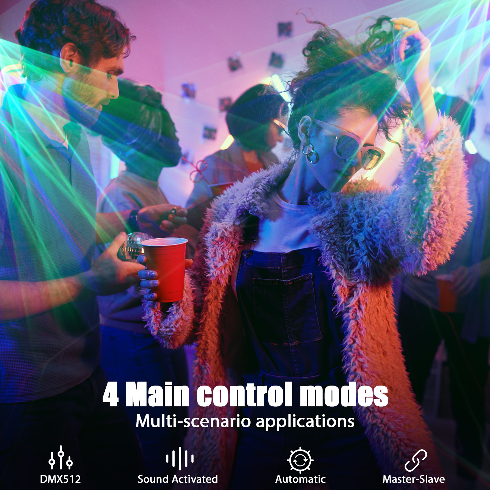 UKING 5 Len 5 Beam RGBYC Laser DJ Light Bar DMX Strobe Projector Stage Lighting