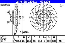 Bremsscheibe ATE 24.0128-0206.2 BMW 34 11 2 282 301 BMW 34 11 2 282 801