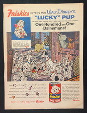 Anuncio de comida para perros Friskies 1961 de colección ~ impresión artística de dibujos animados 101 dálmatas de Disney