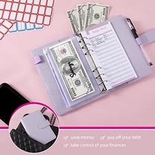 Budget Binder Cash Envelopes A6 Money Saving Binder with Zipper envelopes Purple