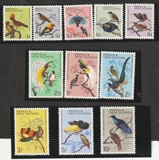Papouasie Nouvelle Guinée 1964 QEII Birds set complet superbe MNH. SG 61-71. Sc 188-198