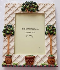 Vtg 3D Picture Frame, Lime Trees & Trellis, The Natural World Collection by Raj