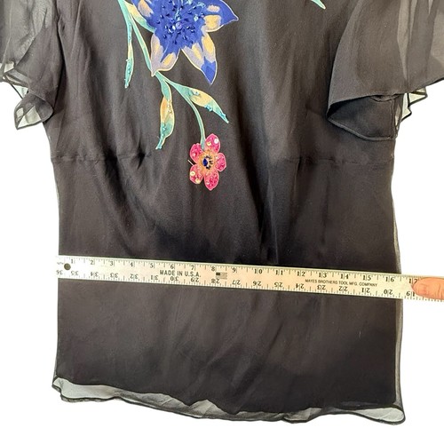 VTG Dark Fairy Shirt SILK Whimsigoth Flutter Cowl Womens PLUS SIZE 16W Black Top - Picture 7 of 14