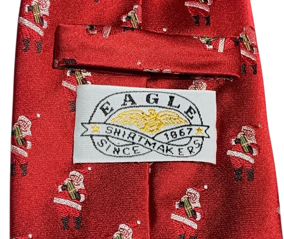 Corbata de Papá Noel tejida jacquard navideña de seda roja para hombre - 59" L/3,5" W fabricantes de camisas águila Foto 4 de 4