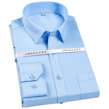 Men's Non-Iron 100 Cotton Formal Business Long Sleeve Dress Shirt with Pocket