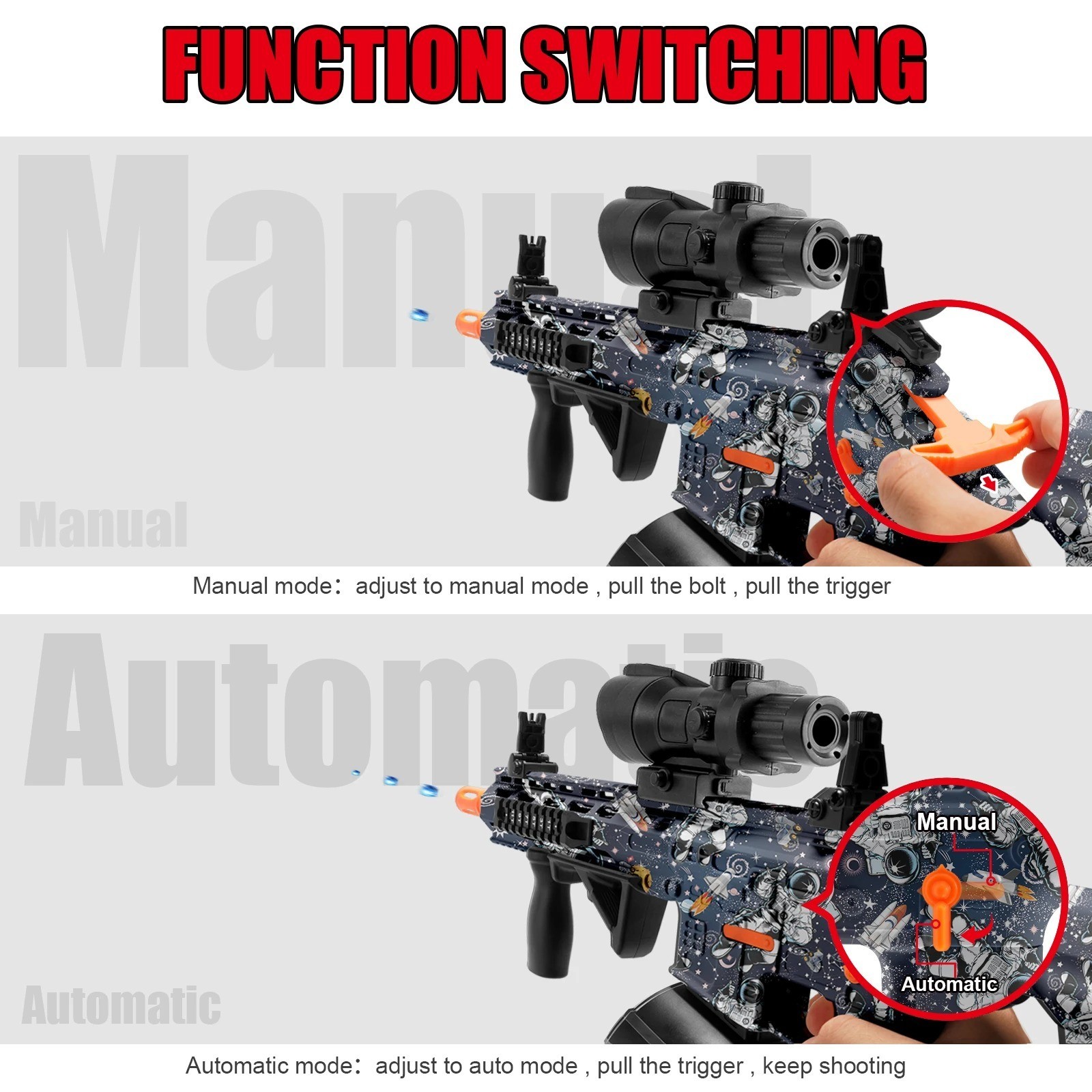 High Speed Blue M416 Gel Ball Blaster – Electric Dual Mode Water Bead ...