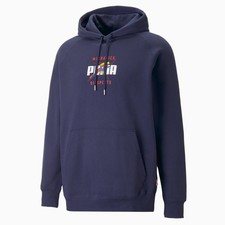  100 PUMA Track Meet French Terry Hoodie Navy Blue Men's Sz Small 538022-06 NWT