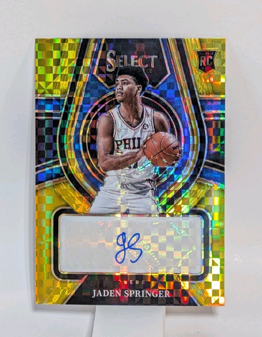 Jaden Springer 2021-22 Panini Select #RS-JSP GOLD 02/10 RC Auto Phila 76ers