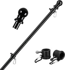 Black Flag Poles for Outside House - 5ft Tangle Free Flag Pole for House,Heav...