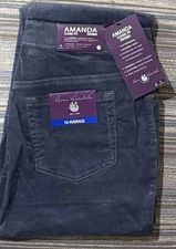 Gloria Vanderbilt Women's Amanda Classic Fit Tapered Corduroy Grey Slate Sunrise