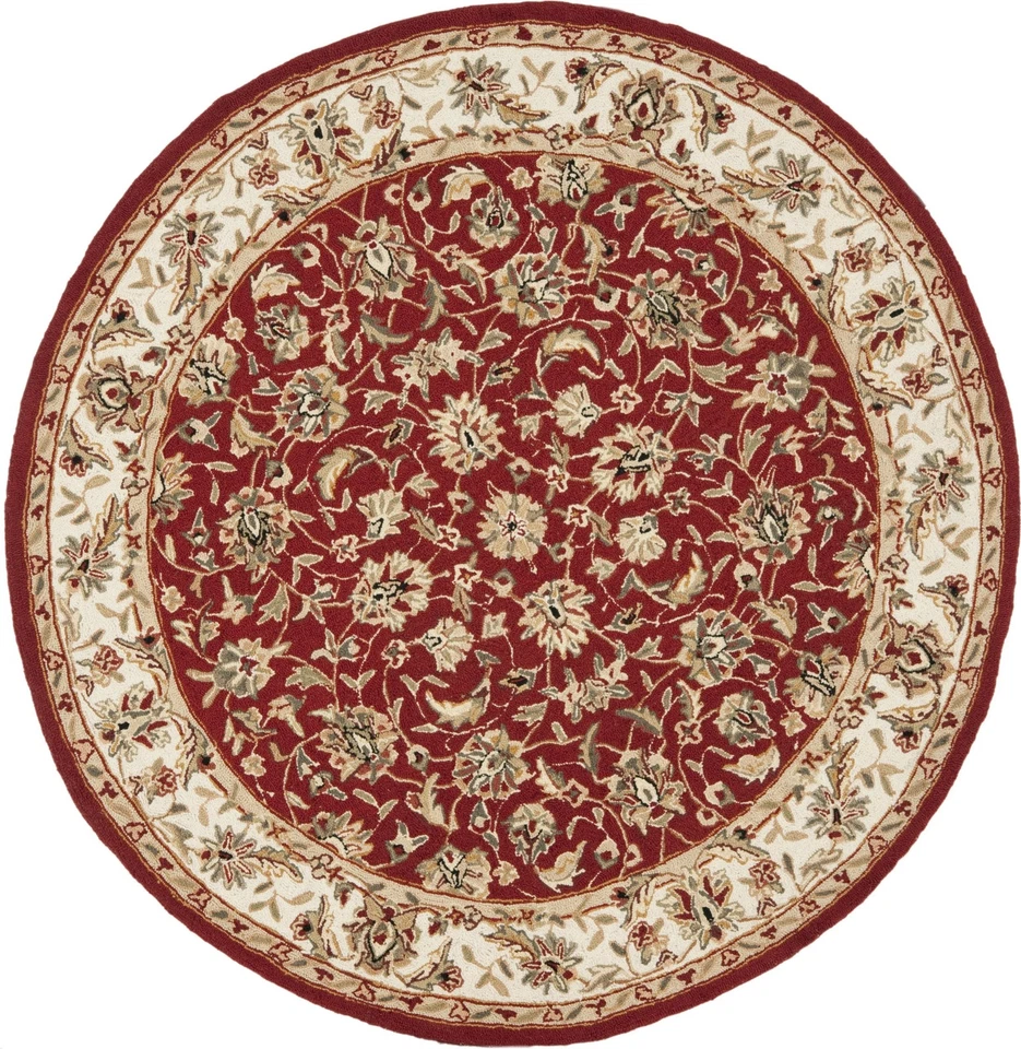 Chelsea Collection Area Rug - 7'6" x 9'6" Oval, Burgundy & Ivory, Hand-Hooked... - Image 2 of 2