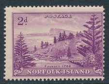 1947 NORFOLK ISLAND BALL BAY 2d VIOLET MINT MNH/MUH SG4