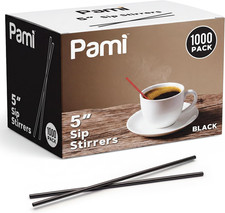 Black Plastic Stir Straws 5 In,Disposable Coffee Stirrers,1000 Count