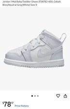 Jordan 1 Mid Baby/Toddler High Top Sneaker Cobalt Bliss Leather Size 4C