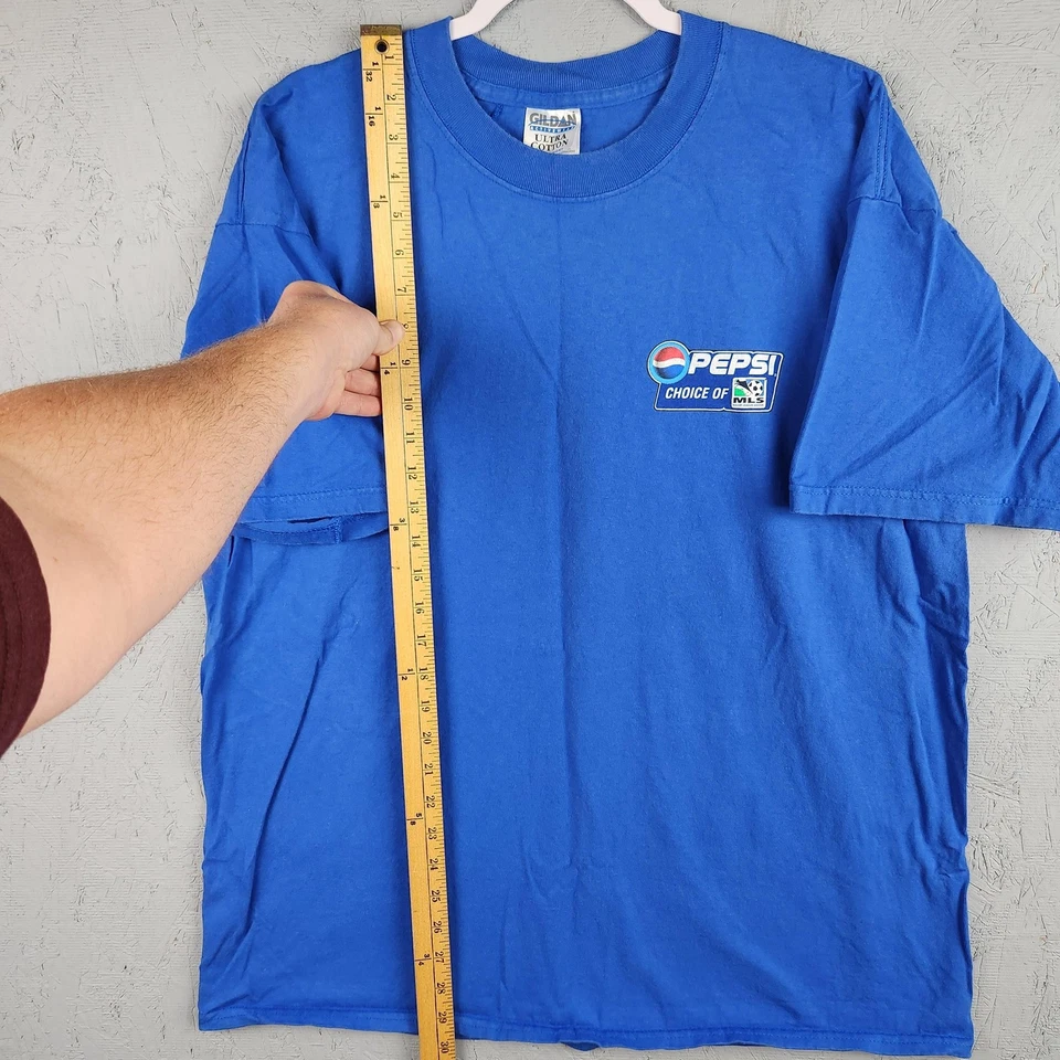 Vintage MLS USA Shirt Mens XL Blue Major League Soccer Pepsi Tee 2000 Soccer Y2K - Image 4 of 4