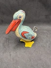 Antique VTG J Chein Tin Litho Wind Up Toy Pelican