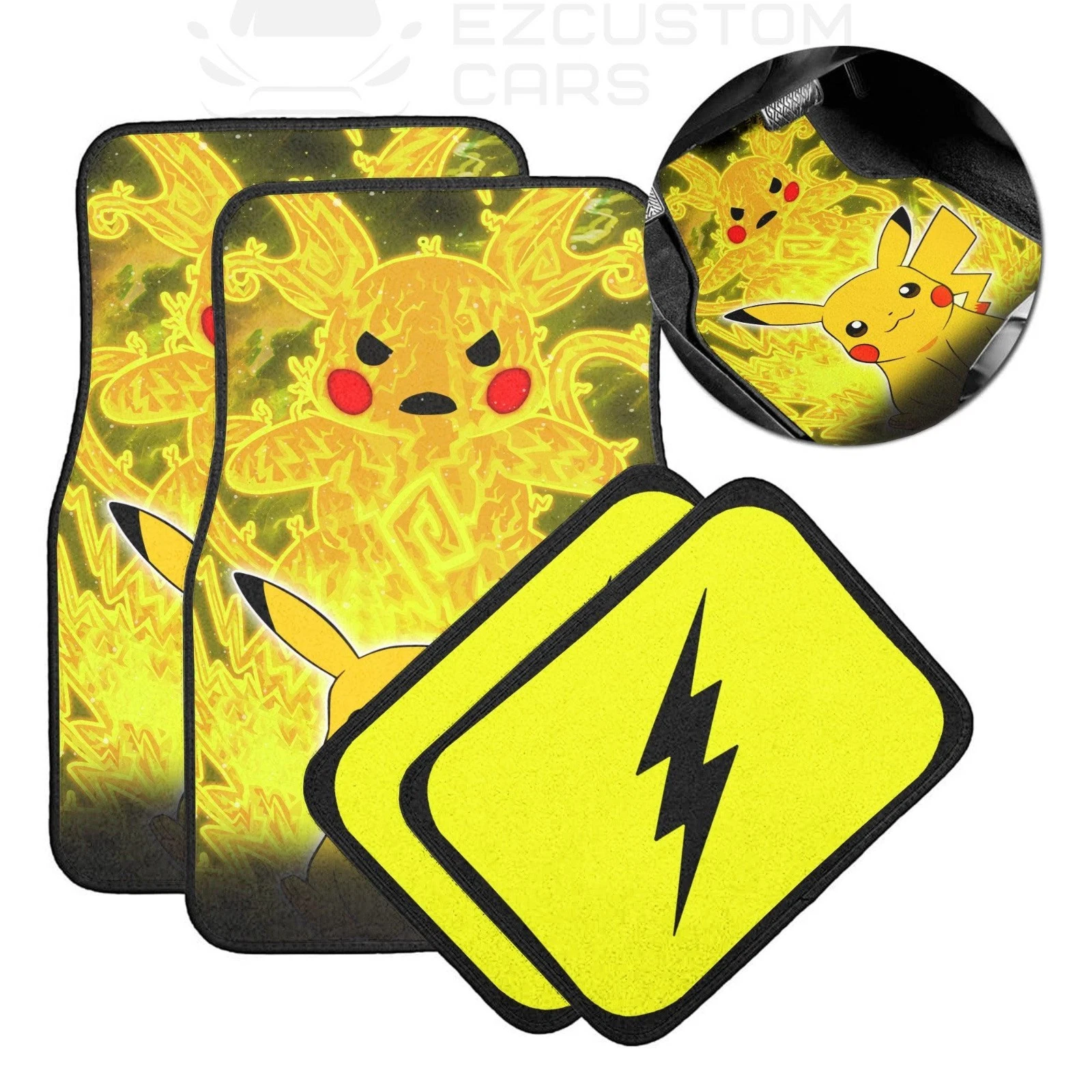 PKM Pika Car Floor Mats Custom Anime Car Accessories