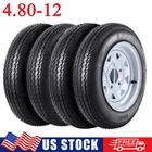 4PCS 4.80-12 4.80x12 Trailer Tires 12" Rim 5 Lug on 4.5" 6PR Load Range C 480-12
