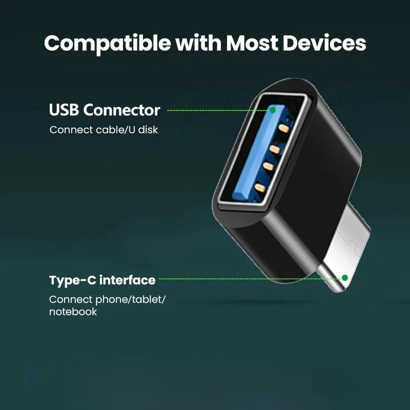 Adattatore USB a USB C Tipo C 3.1 Maschio OTG A Femmina Convertitore dati - Immagine 3 di 4