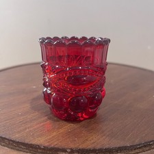 Vtg Ruby Red Eye Winker Toothpick Holder Glass Mid Century Modern Retro Decor