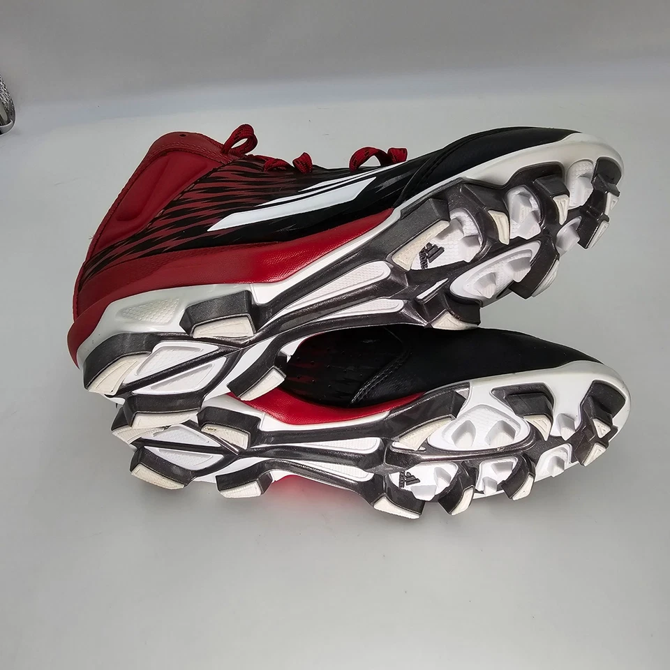 Adidas PowerAlley 3 Mid Red Black White Baseball Cleats S84782 Youth 3.5 Kids - Image 3 of 4