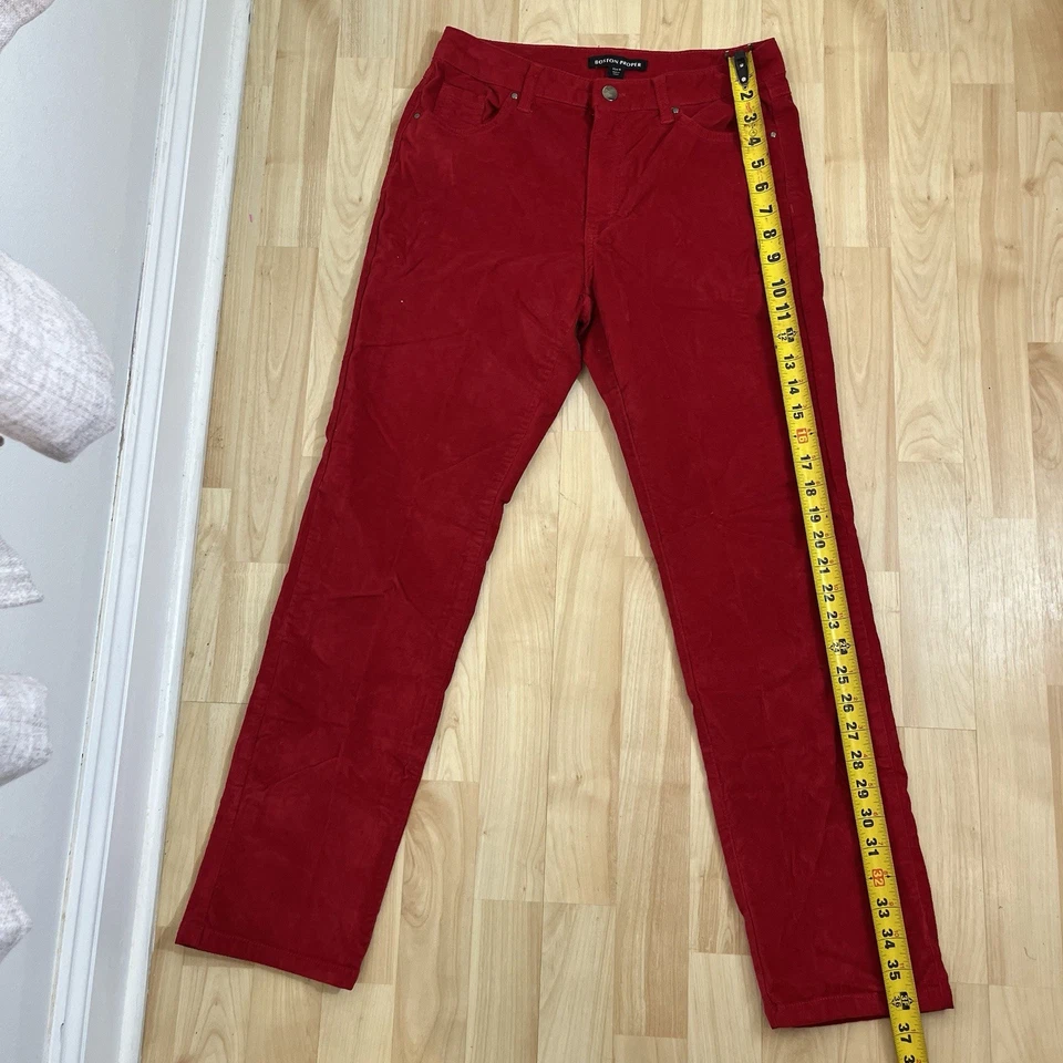 Pantalones de gamuza Boston Proper rojos de pierna recta para mujer cintura alta talla 8 Foto 2 de 4