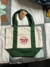 Trader Joe's Mini Canvas Tote green new with tags