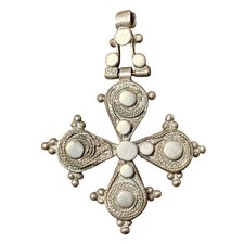 ANTIQUE TRIBAL ETHNIC ETHIOPIAN GOOD SILVER COPTIC CHRISTIAN CROSS PENDANT 2