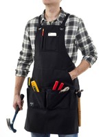 Workshop Apron With Pockets In Black - Heavy Duty Waxed Canvas - Fits Men & W... on sale Workshop Apron With Pockets In Black - Heavy Duty Waxed Canvas - Fits Men & W... on sale