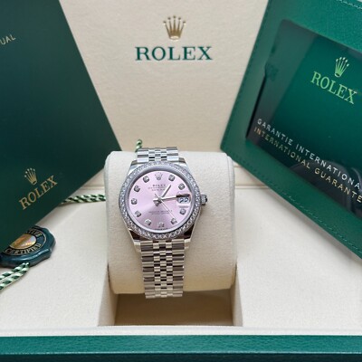 Rolex Datejust 31 NEW 2025 Pink Diamond Dial Diamond Bezel 278384RBR Jubilee