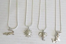 Sterling Silver Pendant Charm Necklace Alligator Sun Face Elephant Crocodile New