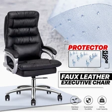 Black Ergonomic Executive[CHAIR+PROTECTION FLOOR CARPET]Computer Seat w/Cushion