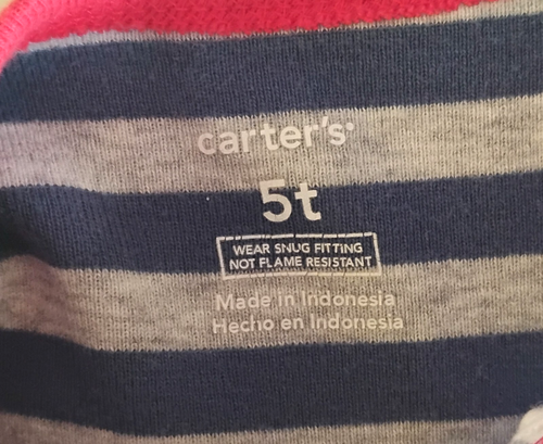 Carter's Boys Footed Pajamas Firetruck Stripes 5t Cotton - Picture 9 of 13